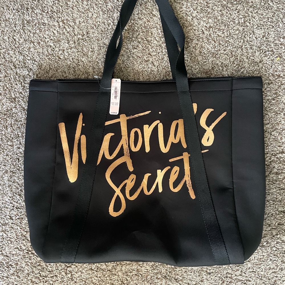 NWT Victoria's Secret Black Tote with Thermal Dividers